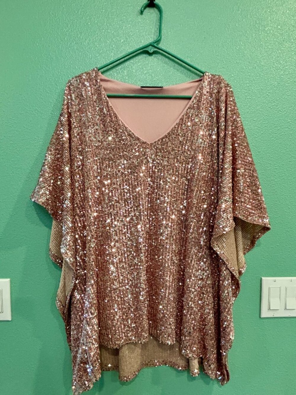 Impressions Boutique Blush Pink Rose Gold Sequin Shift Tunic S